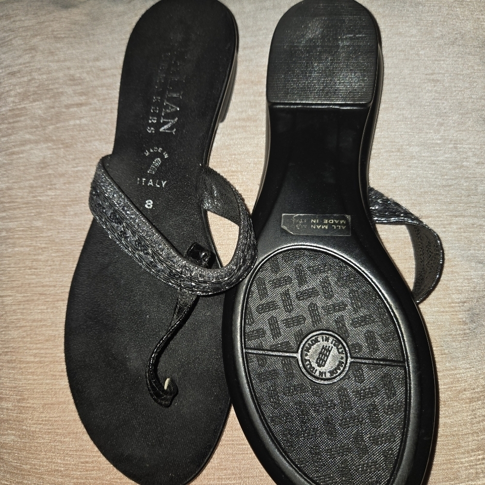 Italian Shoemakers Black Sandals with Sparkly Straps - Picture 3 of 4